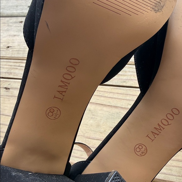 Iamqoo Women’s Size 8.5 Black Almond Toe Ankle Strap High Heels Strappy 3.5” - Picture 11 of 11
